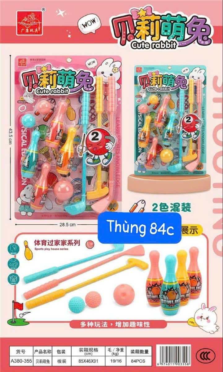20250724_Ern53YnxSL Đồ chơi - Bộ gậy đánh gofl thỏ dễ thương bằng nhựa mini Tmark (Kiện 84 cái) - Ảnh 1
