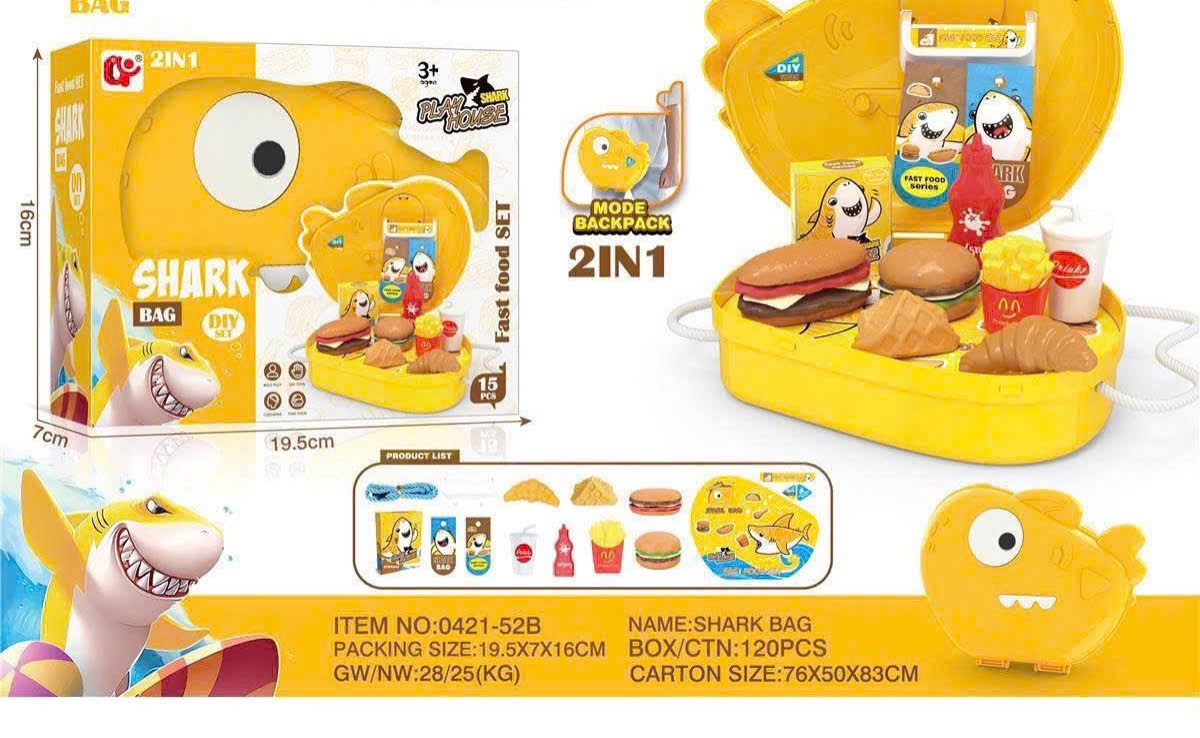 20250805_6VDzQM1BSW Đồ chơi nhà bếp hình cá mập Fast Food set 15 chi tiết cho bé Tmark - Ảnh 1