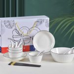Set bát sứ 16 chi tiết vân dọc (Kiện 16 bộ)(Hàng Nguyên Kiện)