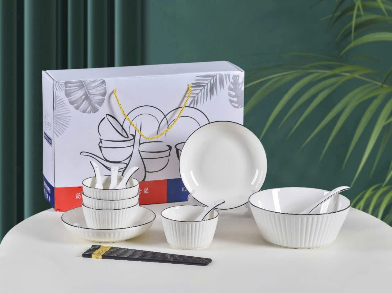 20250815_J2KkzoTyh7 Set bát sứ 16 chi tiết vân dọc (Kiện 16 bộ)(Hàng Nguyên Kiện) - Ảnh 1
