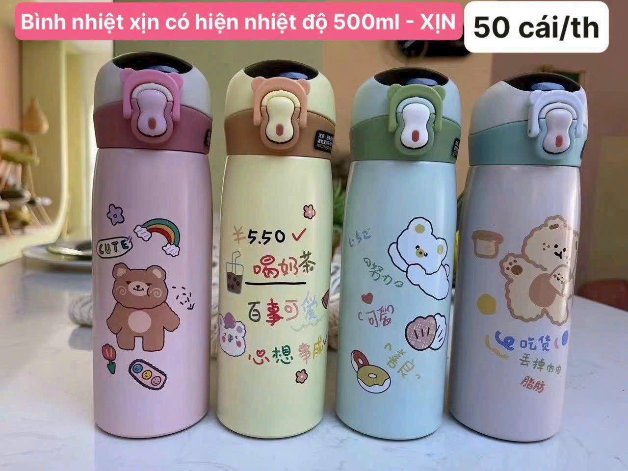 20250818_XGUgaYspgf Bình giữ nhiệt hoạt hình xịn có hiển thị nhiệt độ (Kiện 50 cái) - Ảnh 1