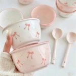 Bộ bát sứ 4 món nơ hồng ( kiện 48 bộ) ( hàng nguyên kiện)