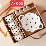 Bộ bát 9 món hoạ tiết chấm bi A-003 ( Kiện 10 hộp) ( hàng nguyên kiện)