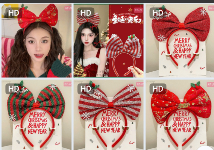 20251107_4avzxwktNT Bờm, băng đô cài tóc Noel hình nơ siêu xinh ( kiện 159 cái) - Ảnh 1
