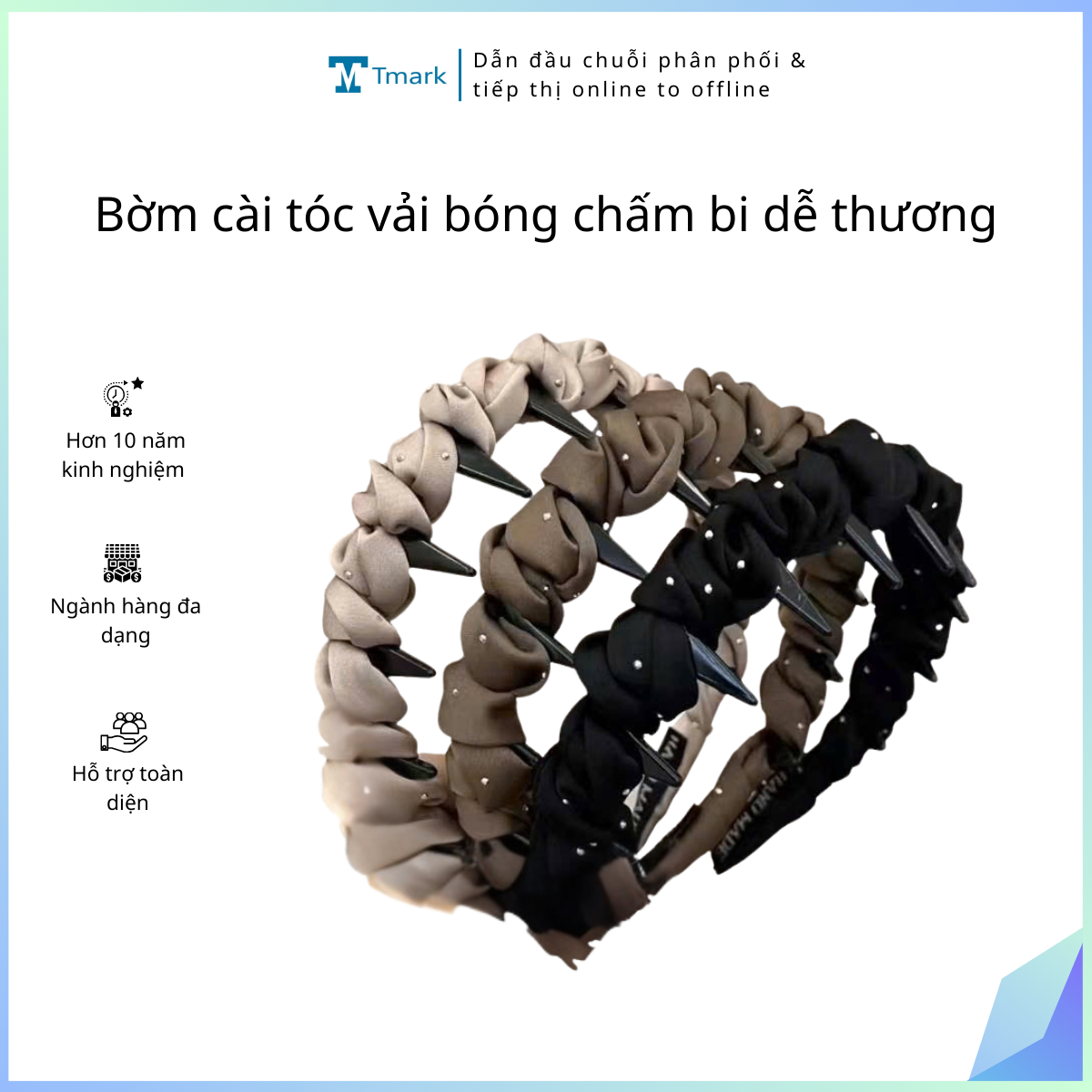 20251213_8To0AtjjJ2 Bờm cài tóc vải bóng chấm bi dễ thương, tạo phồng tóc ( kiện 100 cái ) - Ảnh 1