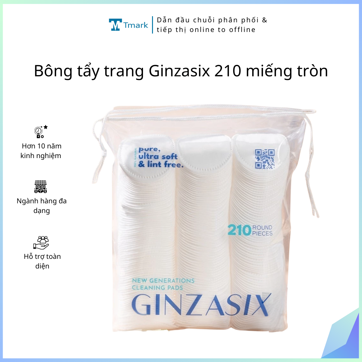 20251224_8One4b3eOv Bông tẩy trang Ginzasix 210 miếng tròn ( kiện 100 túi) - Ảnh 1