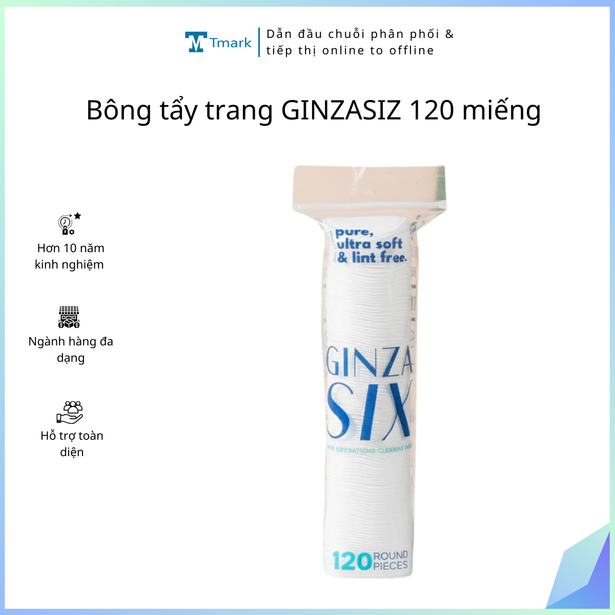 20251224_Ie7PNEDQ9g Bông tẩy trang GINZASIZ 120 miếng 100% cotton ( kiện 100 gói ) - Ảnh 1