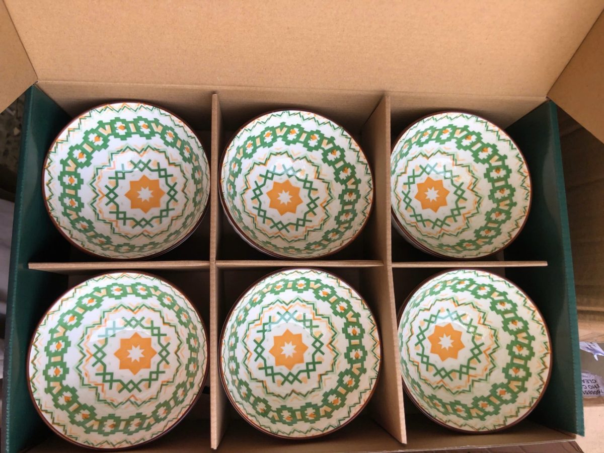 Set 6 chén thổ cẩm xanh mẫu mới (Kiện 14x3 bộ)(Hàng nguyên kiện) - Ảnh 2