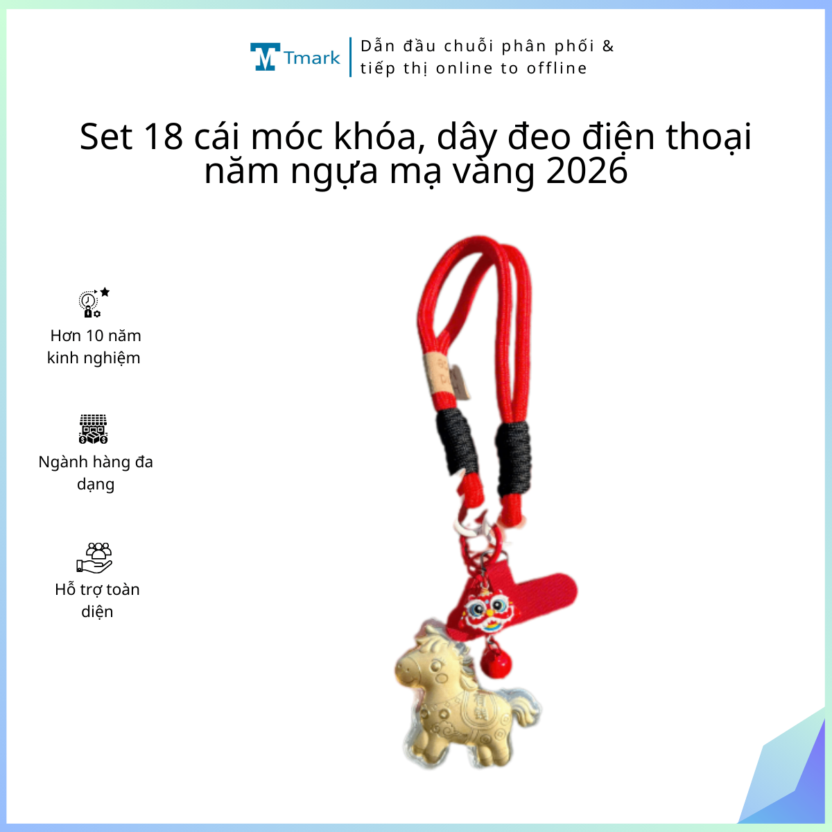 20260102_kPDpPoUElq Set 18 cái móc khóa, dây đeo điện thoại năm ngựa mạ vàng 2026 ( kiện 5 set) - Ảnh 1