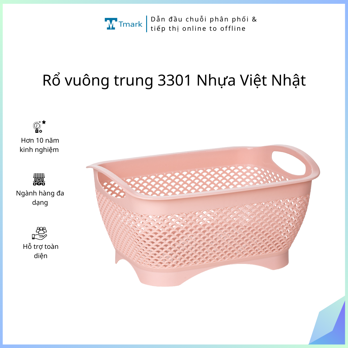20260103_QbkkaHBekj Rổ vuông trung 3301 Nhựa Việt Nhật (kiện 20c) Tmark - Ảnh 1