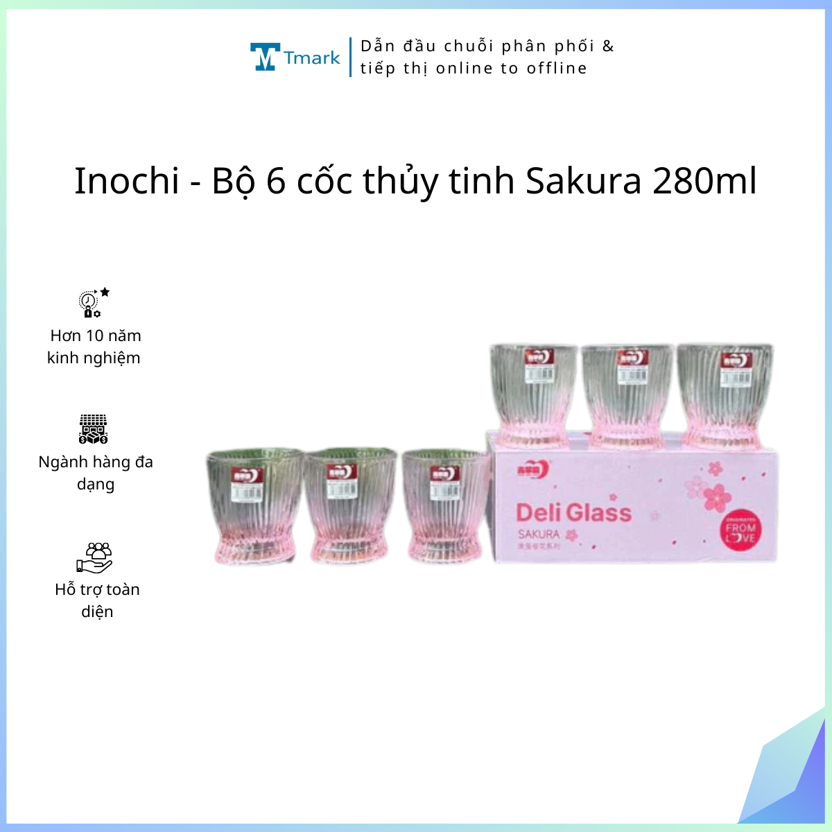20260110_P26VgYDaw3 Inochi - Bộ 6 cốc thủy tinh Sakura 280ml (Kiện 8 bộ) - Ảnh 1