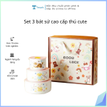 Set 3 bát sứ cao cấp thú cute (Kiện 20 bộ)