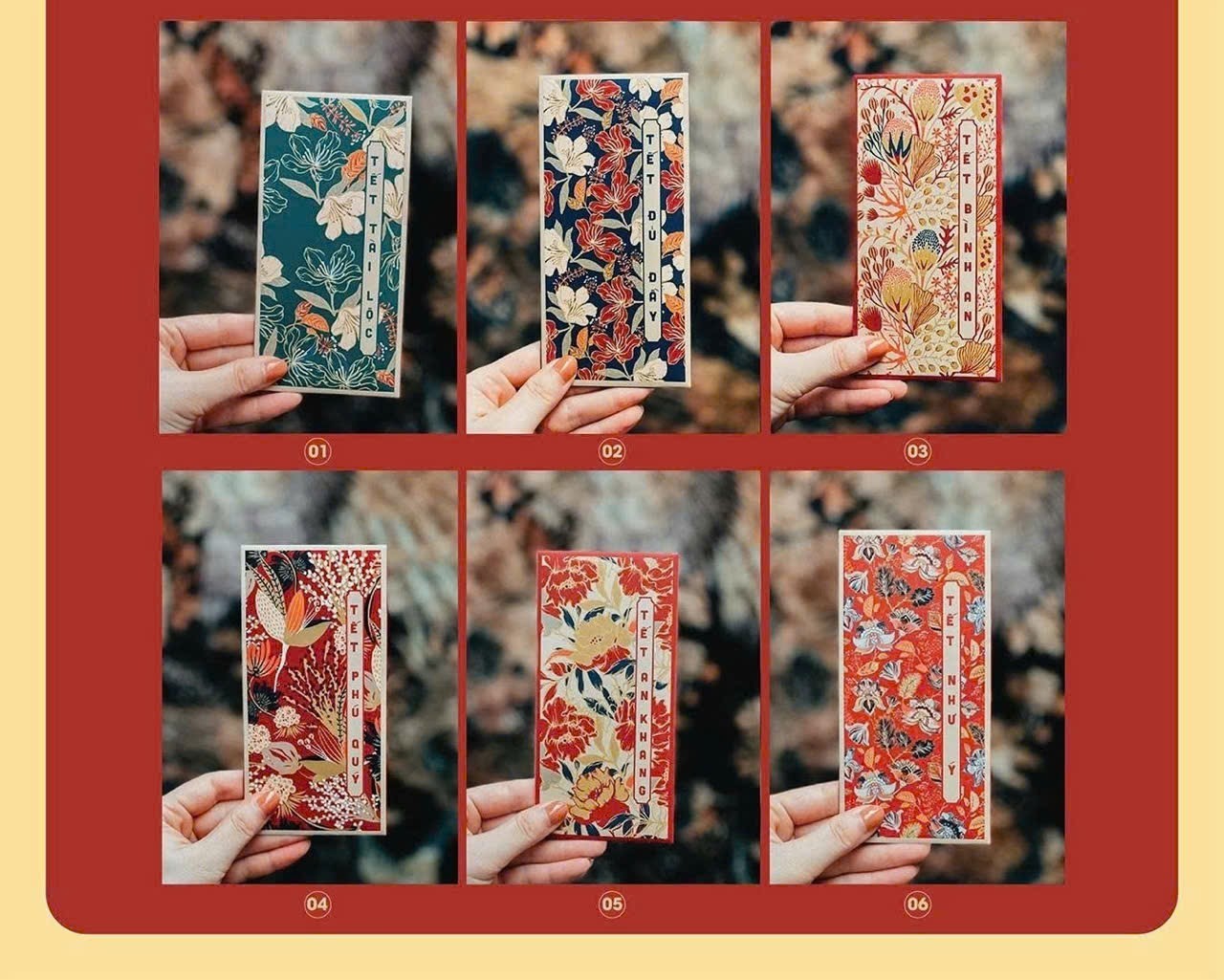 Set 10 bao lì xì hoa lá 4 mùa ( Kiện 100 set) - Ảnh 2