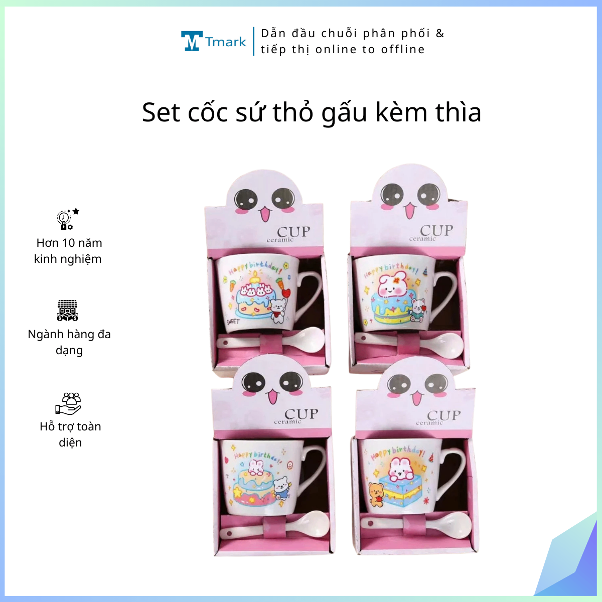 20260122_RCEvWA59bz Set cốc sứ thỏ gấu kèm thìa (Kiện 100 set) - Ảnh 1