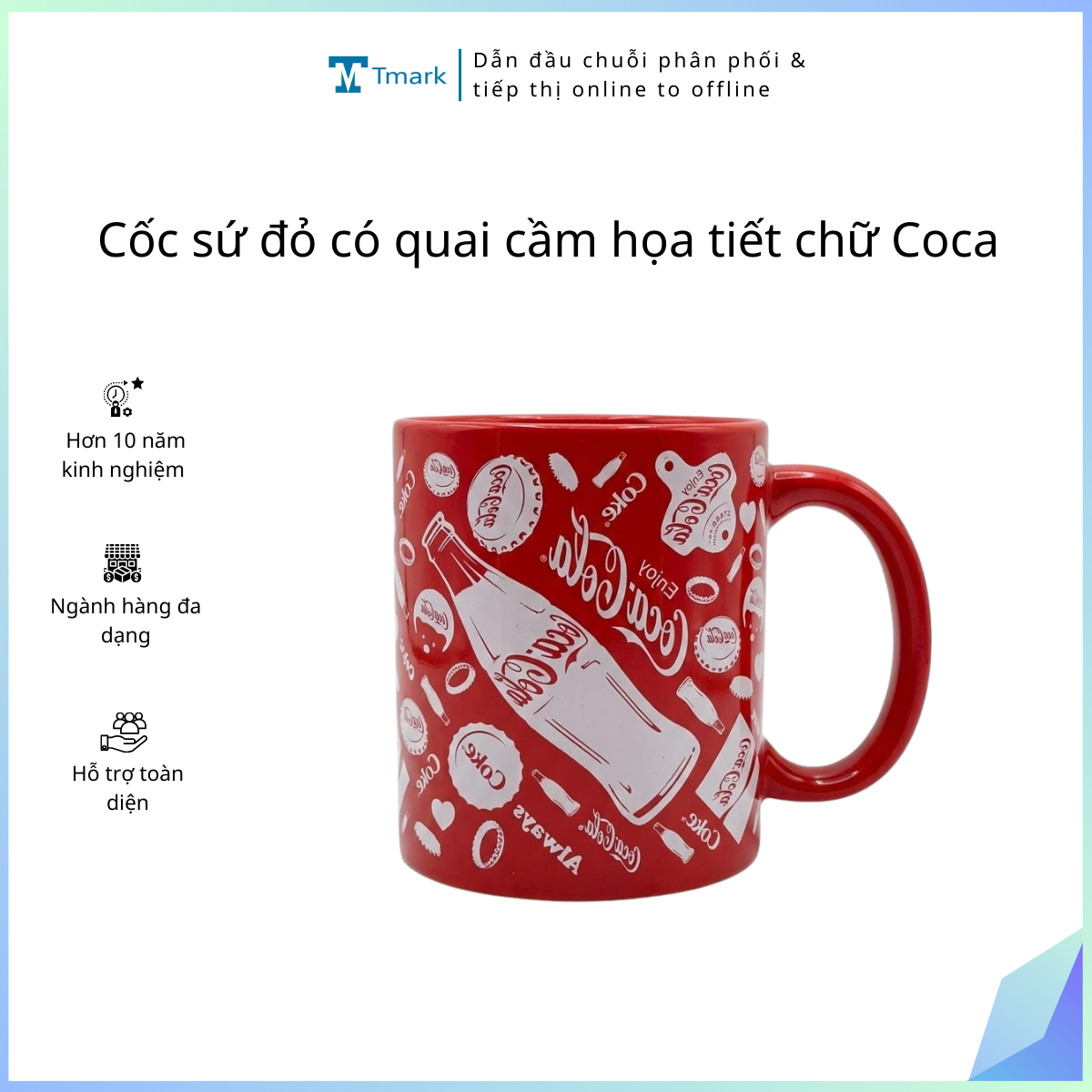 Coc-su-do-co-quai-cam-hoa-tiet-chu-Coca-Kien-50-cai- Cốc sứ đỏ có quai cầm họa tiết chữ Coca (Kiện 50 cái) - Ảnh 1