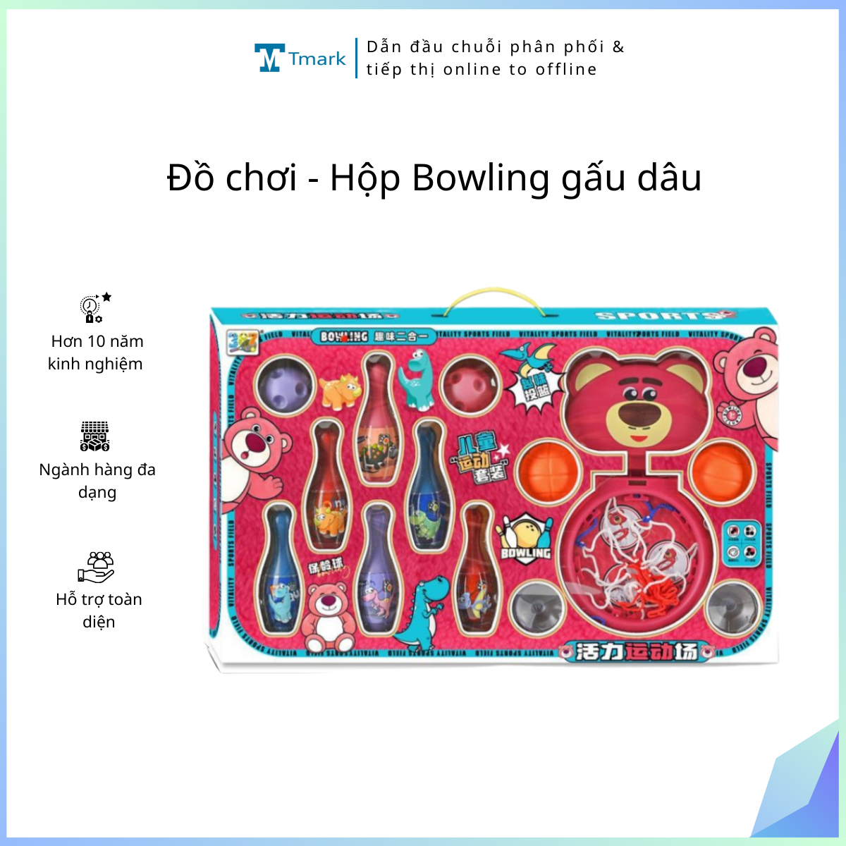 Do-choi-Hop-Bowling-gau-dau-Kien-48-hop- Đồ chơi - Hộp Bowling gấu dâu ( Kiện 48 hộp) - Ảnh 1