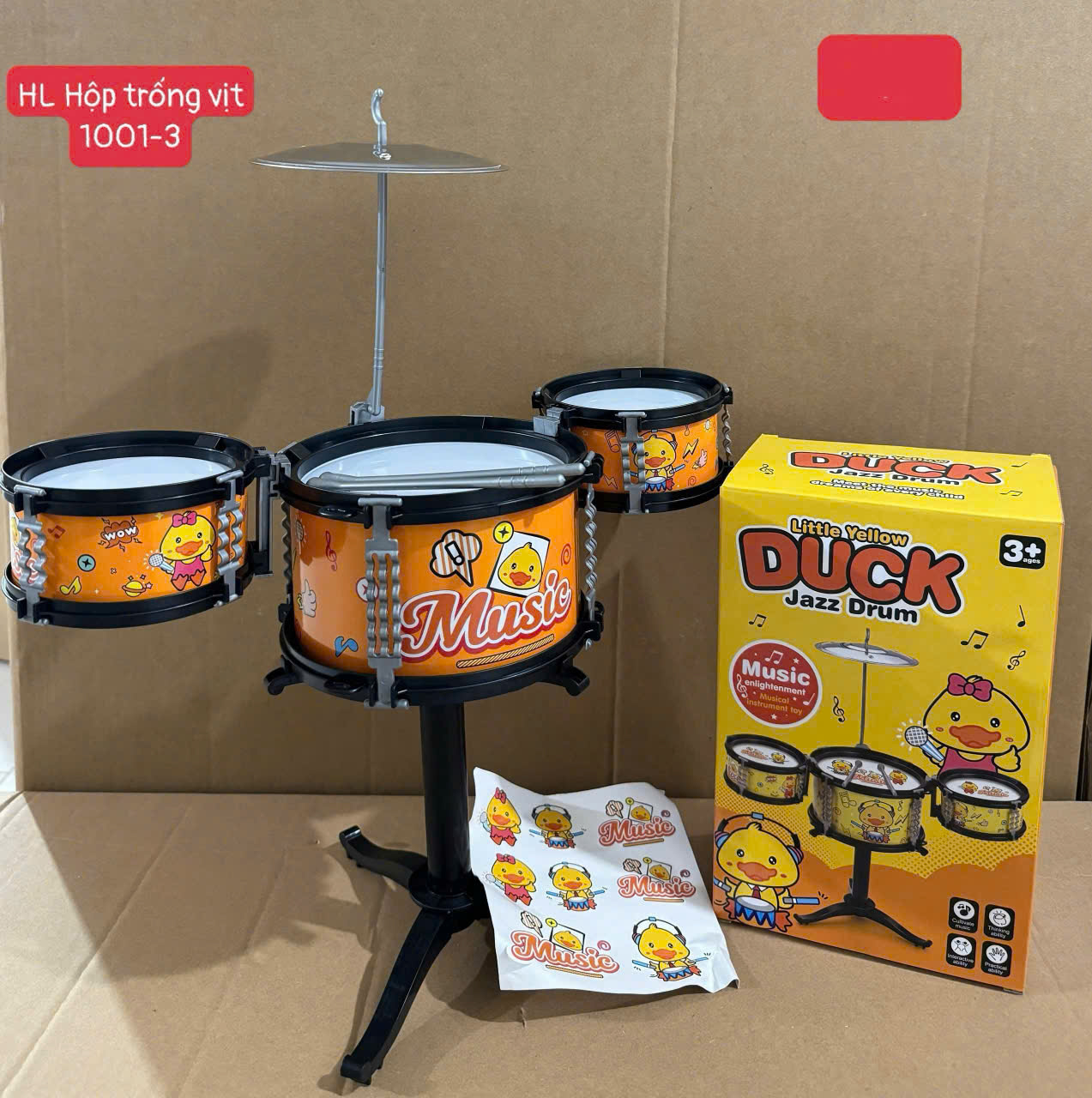 Đồ chơi trẻ em bằng nhựa:bộ trống (3 chi tiết), không dùng pin, KT(24*11)cm+/-10%, mới 100% - Ảnh 2