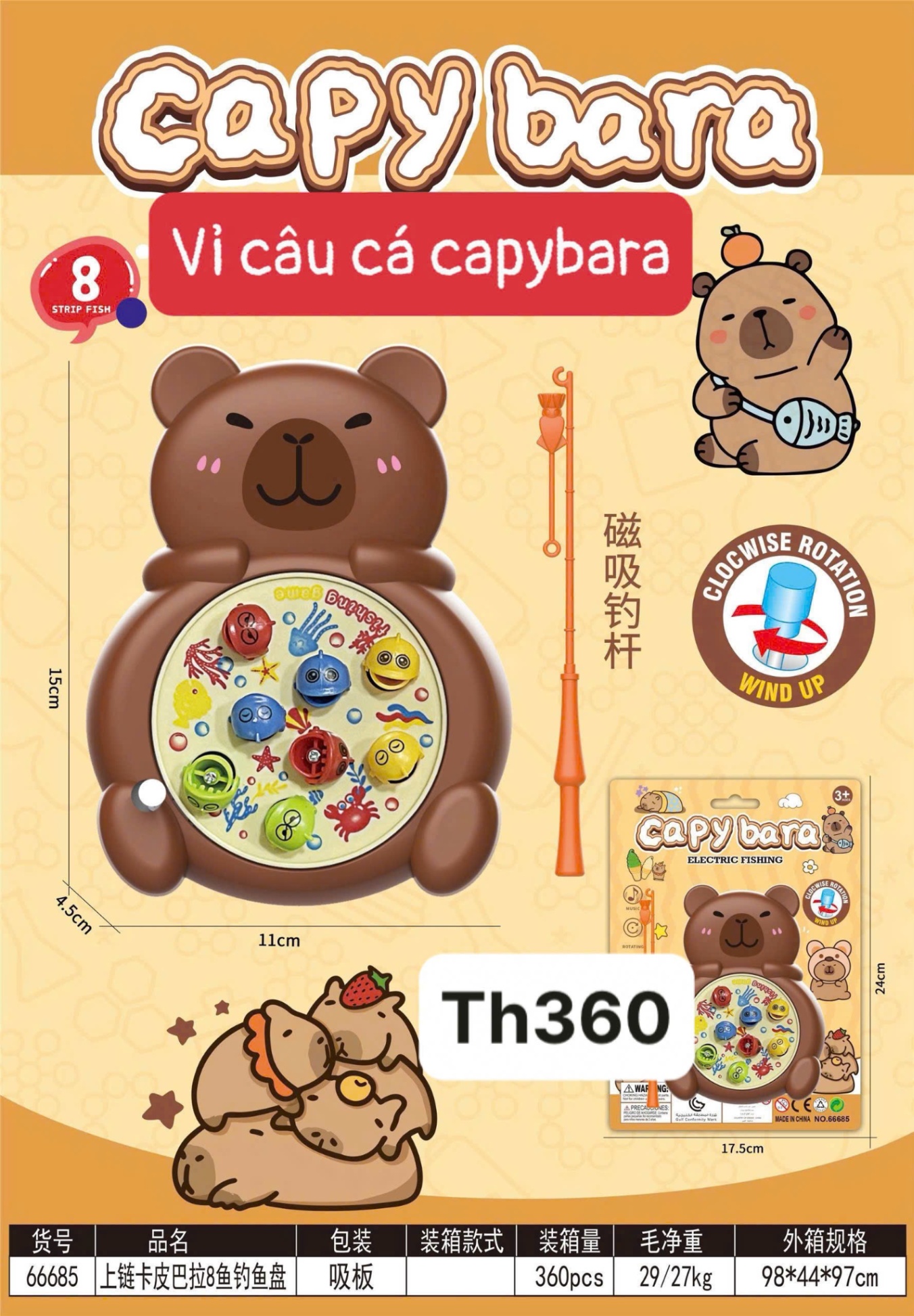 Đồ chơi _ vỉ câu cá cabybara ( Kiện 100) - Ảnh 2