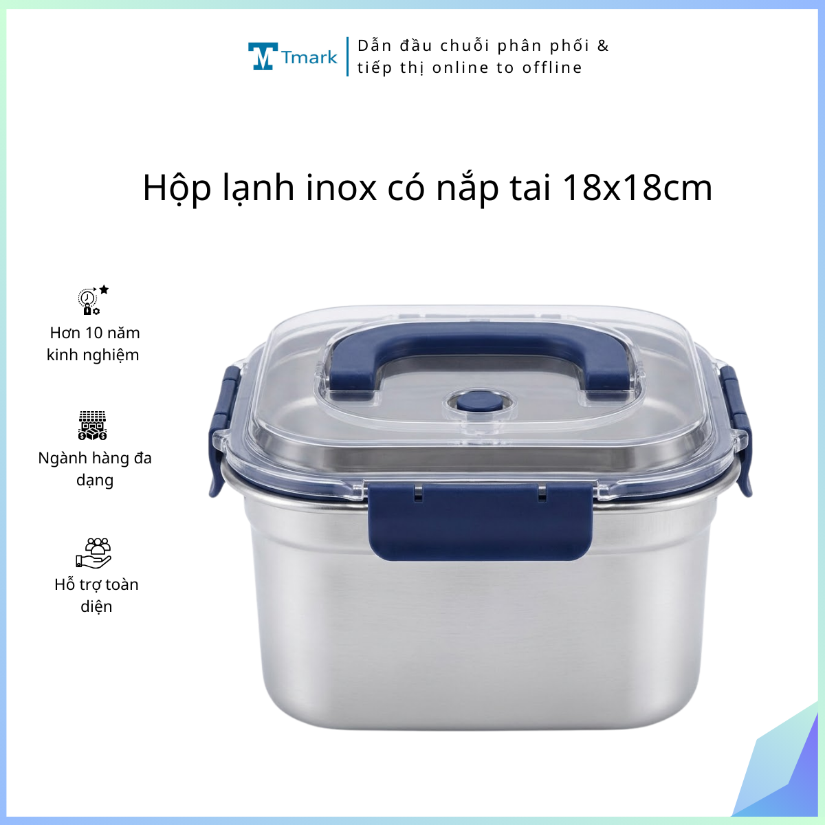 Hop-lanh-inox-co-nap-tai-18x18cm-Kien-120-cai- Hộp lạnh inox có nắp tai 18x18cm (Kiện 120 cái) - Ảnh 1