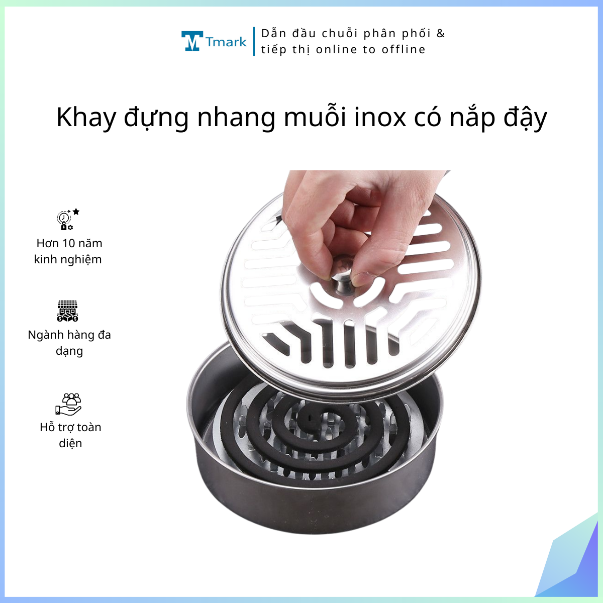 Khay-dung-nhang-muoi-inox-co-nap-day-Tmark-Kien-200-cai- Khay đựng nhang muỗi inox có nắp đậy Tmark (Kiện 200 cái) - Ảnh 1