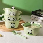 Thố sứ vuông họa tiết gấu trúc (Kiện 40 cái)