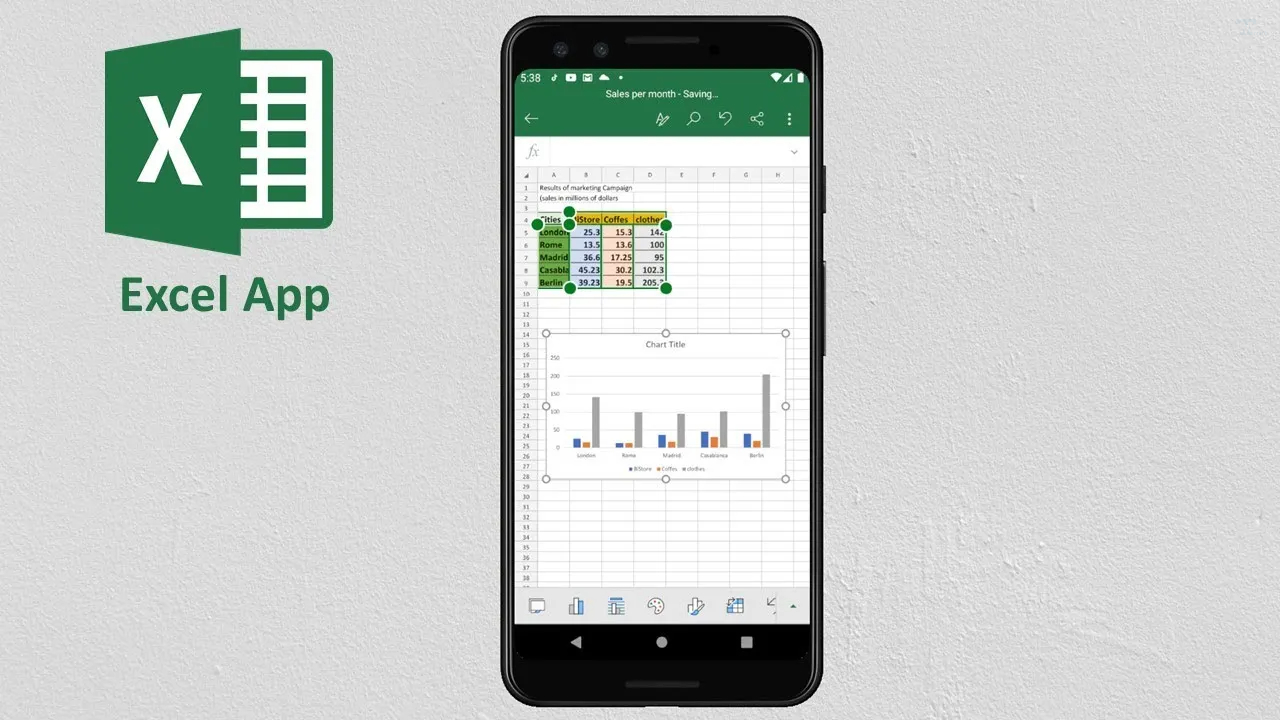 excel online và excel trên điện thoại