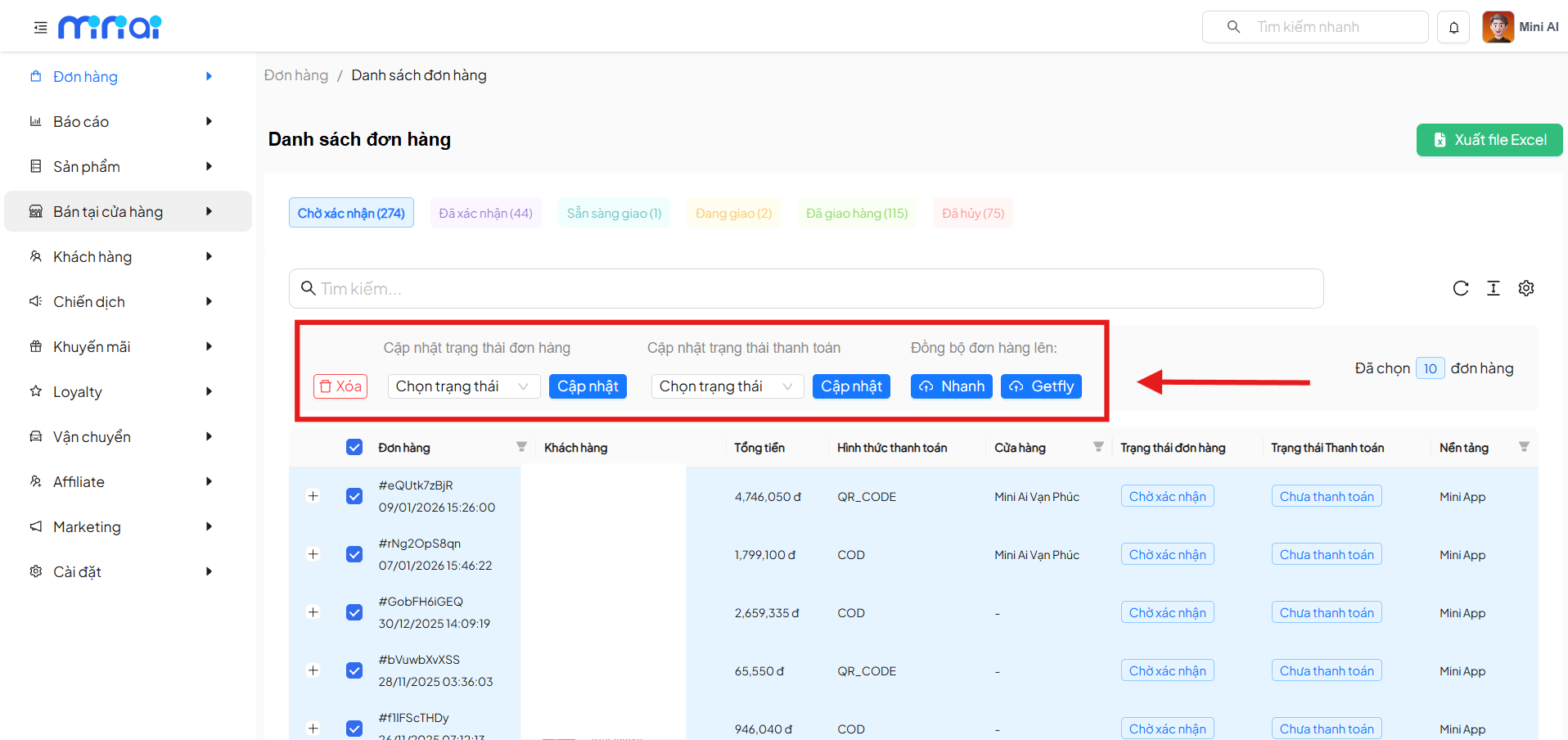 sử dụng mini app