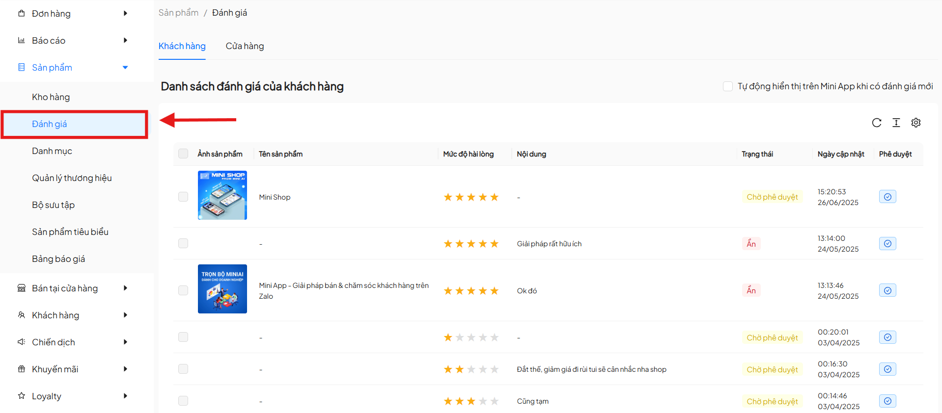 sử dụng mini app