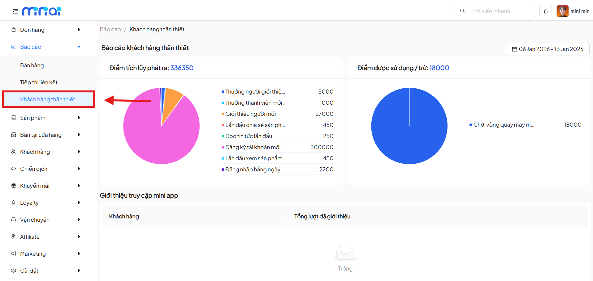 sử dụng mini app