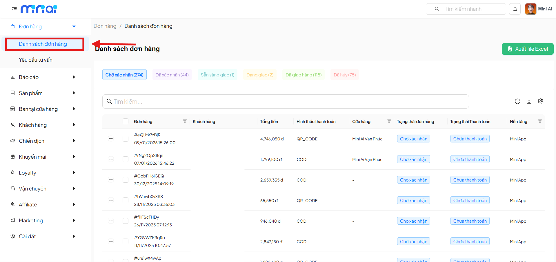 sử dụng mini app