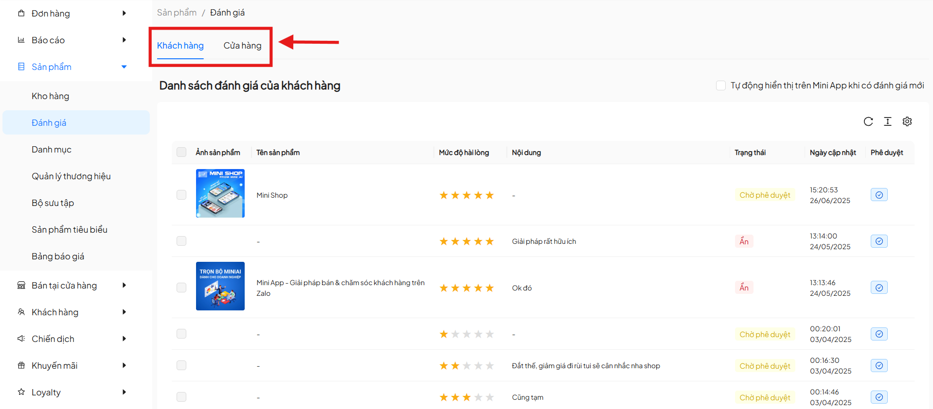 sử dụng mini app