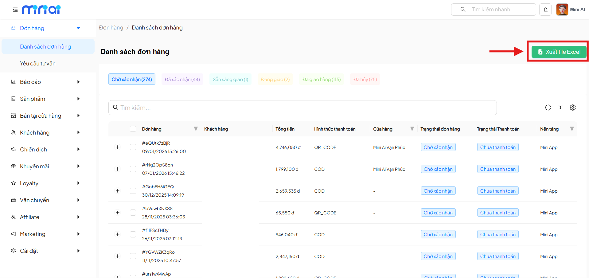 sử dụng mini app