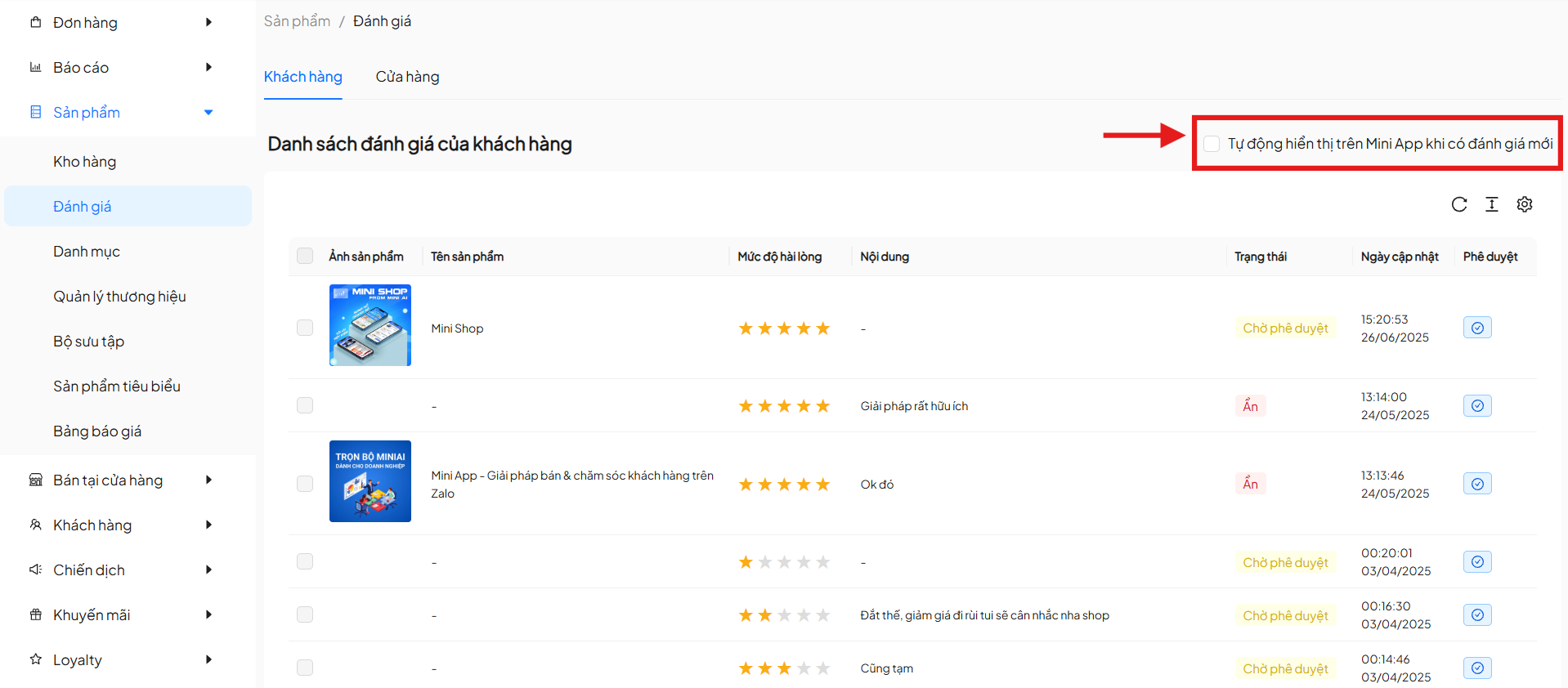 sử dụng mini app