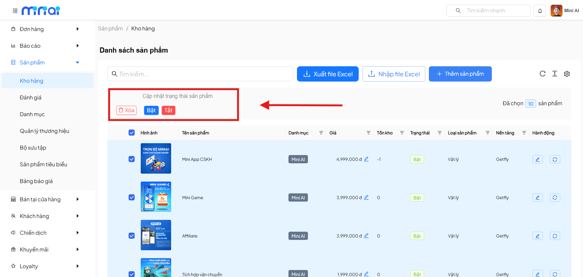 sử dụng mini app