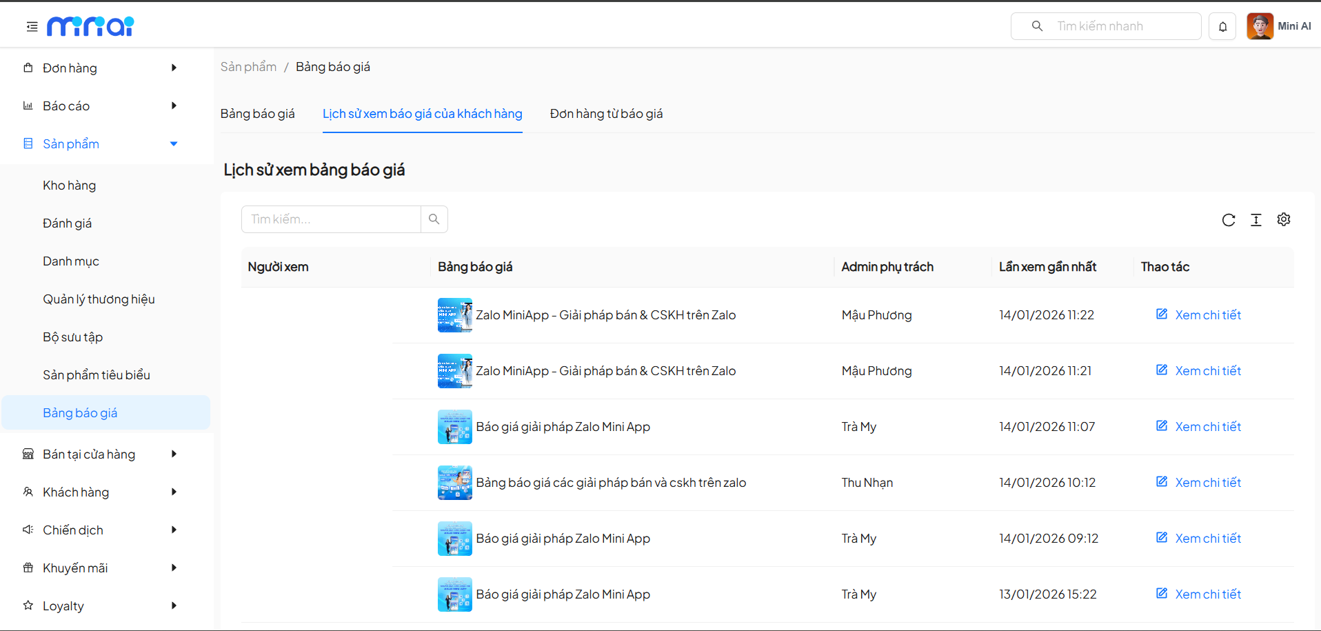sử dụng mini app