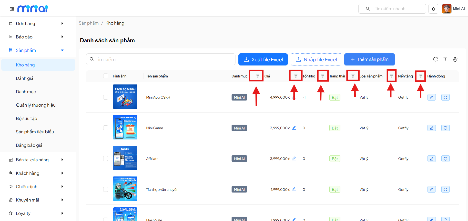 sử dụng mini app