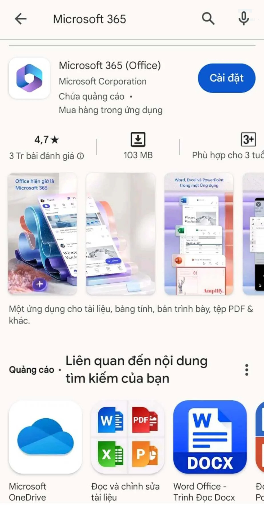 microsoft office 365 trên điện thoại