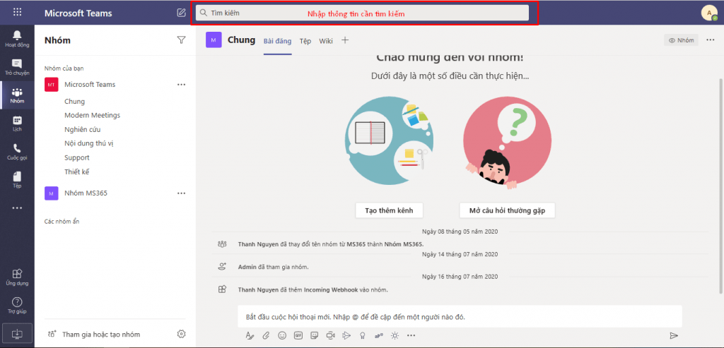 sử dụng microsoft teams 