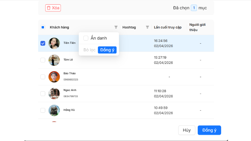 chia khách vào app