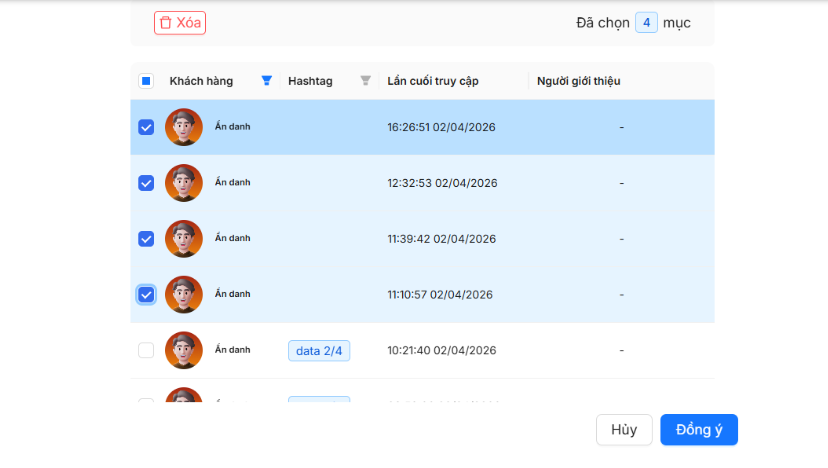 chia khách vào app