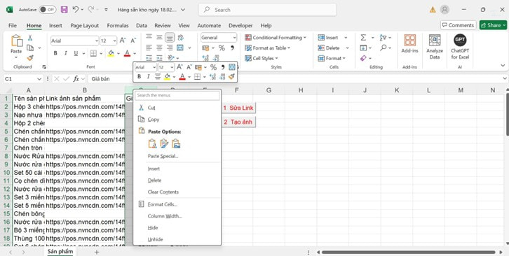 tạo file báo giá