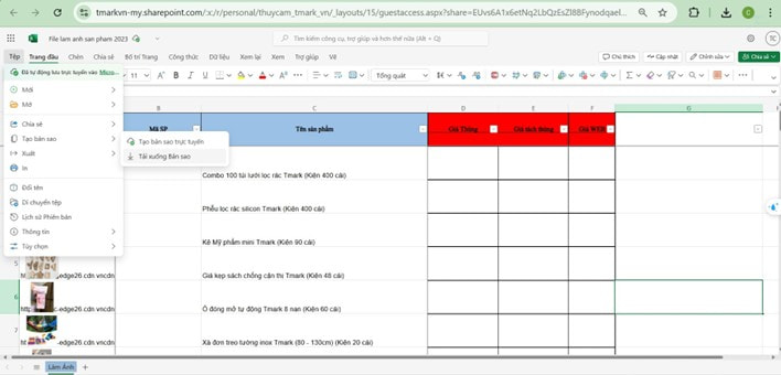 tạo file báo giá