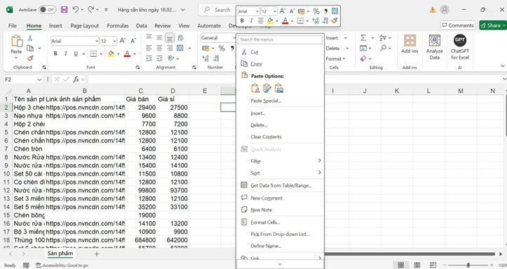 tạo file báo giá