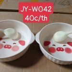 Set bát sứ hoạt tiết gấu dễ thương kèm muỗng (Kiện 40 set)