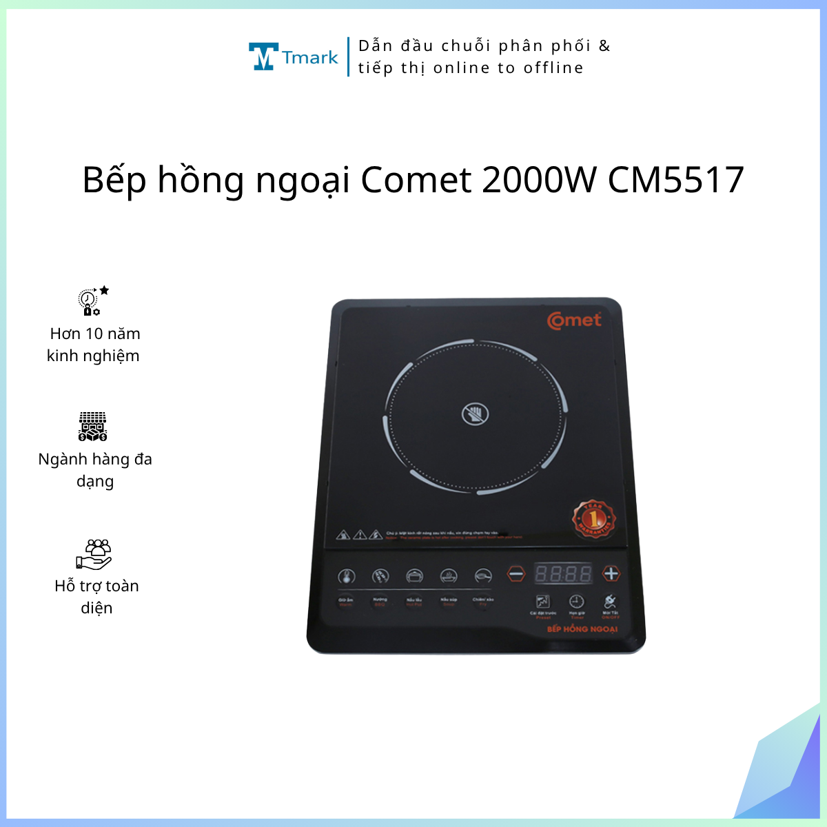 Bep-hong-ngoai-Comet-2000W-CM5517-Kien-5-cai- Bếp hồng ngoại Comet 2000W CM5517 (Kiện 5 cái) - Ảnh 1