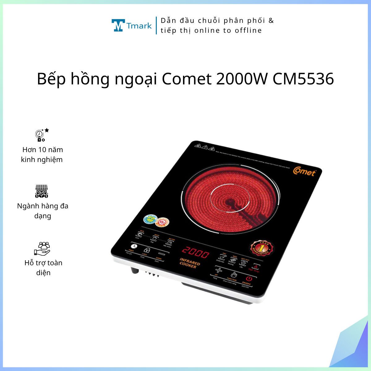 Bep-hong-ngoai-Comet-2000W-CM5536-Kien-5-cai- Bếp hồng ngoại Comet 2000W CM5536 (Kiện 5 cái) - Ảnh 1