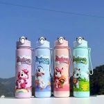 Bình nước nắp bật nhựa hoạt hình mix mẫu ( Kiện 100 cái)