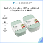 Bộ 2 hộp thực phẩm 1000ml và 2000ml vuông/chữ nhật Hokkaido (Kiện 24 bộ)