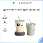 Cốc thủy tinh hình thú 350ml kèm ống hút (Kiện 70 cái)