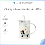 Cốc thủy tinh quai cầm hình cún 1000ml (Kiện 35 cái)